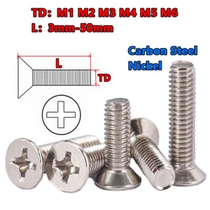 Phillips Countersunk Head Screws Machine Cross Bolts Metric M1 M2 M3 M4 M5 M6 - Imagen 1 de 11