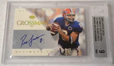 2003 UPPER DECK REX GROSSMAN CERTIFIED AUTOGRAPH ROOKIE BECKETT GRADED 9 MINT - Image 1 of 2