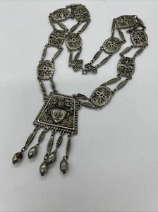 Collar colgante escudo de armas heráldico cosplay tono plata flor de lyss - Imagen 1 de 23