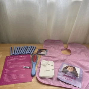 American Girl Hair Care Kit Salon Cape Spray Bottle Hairbrush Curler Hairpin New - Picture 1 of 5
