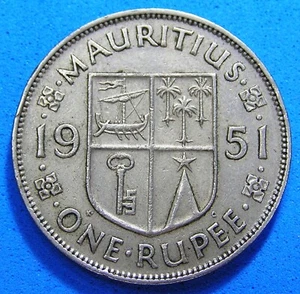 Mauritius 1 Rupee 1951 George VI, KM-29.1 Security Edge, 29.6mm, Combined S/H - Picture 1 of 3