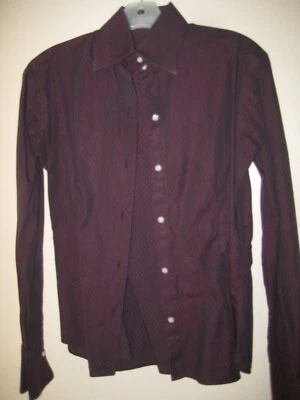 Domenico Vacca Italy HANDMADE Bordeaux/White Blouse Shirt Top 8/10/44/M/L - Image 1 of 4