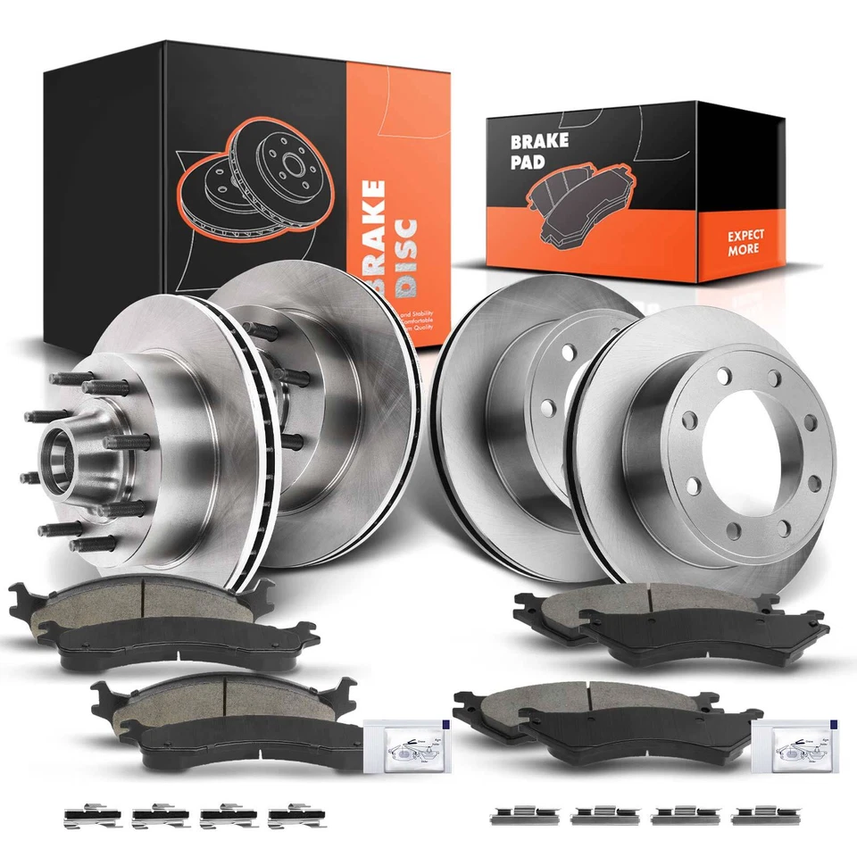 Rotor de disco delantero y trasero y almohadilla de cerámica para Ford E-250 2003-2007 E-350 Super Duty Foto 1 de 4