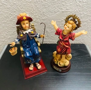 Set of Two VTG Resin Renaissance Sculptures Allegorical to the Infant Jesus 8". - Picture 1 of 8