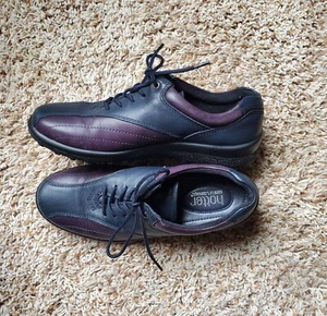 Hotter Ladies Leather Loganberry/Navy Shoes Size 7 New in Box - Picture 1 of 4
