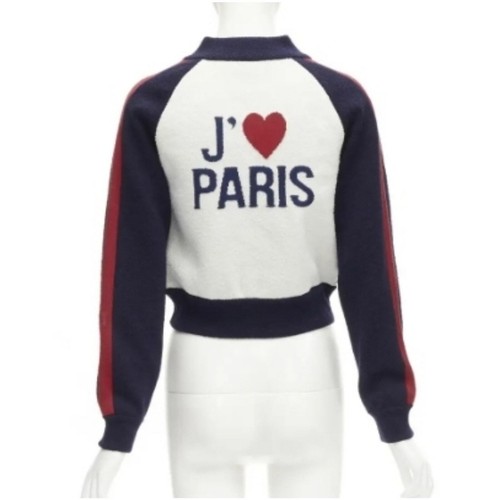 CHRISTIAN DIOR 2021 I Love Paris lana cropped track jacket zip bomber taglia US 6