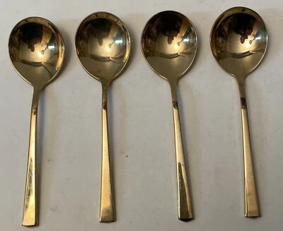 Four (4) Vintage Golden Dirilyte Empress 5-3/4” Soup Spoons - Image 1 of 3
