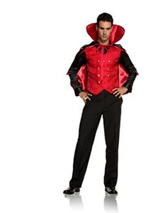 NWT Sexy Vampire Villian Dracula Costume 2 pc Shirt with Vest and Cape Size M - Picture 1 of 2