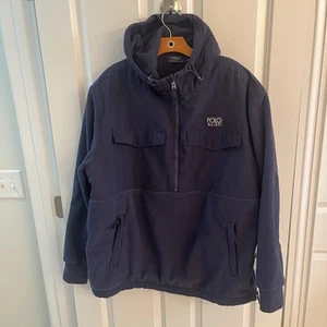 Polo Ralph Lauren RL 67 Logo Fleece Anorak 1/2 Zip Men XL Tall XLT Navy Blue PRL - Picture 1 of 13