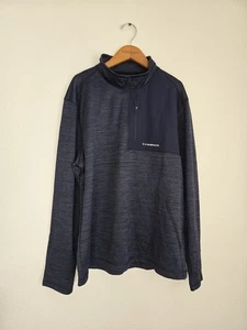NWT BASS OUTDOOR Moonlit Ocean Blue Mixed Sweater 1/2 Zip Large Easy Care  - Picture 1 of 6