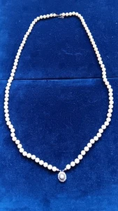 Perlenkette 80 cm Lang mit 585 Gold Anhänger 1.3 Gramm 102 Perlen - Bild 1 von 3