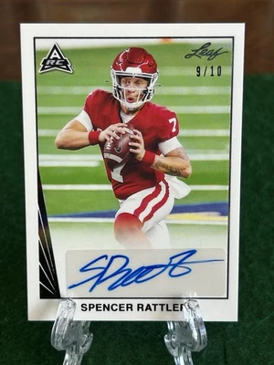 Spencer Rattler 2021 Leaf Memories - 1990 Auto /10 Oklahoma New Orleans Saints - Image 1 of 4