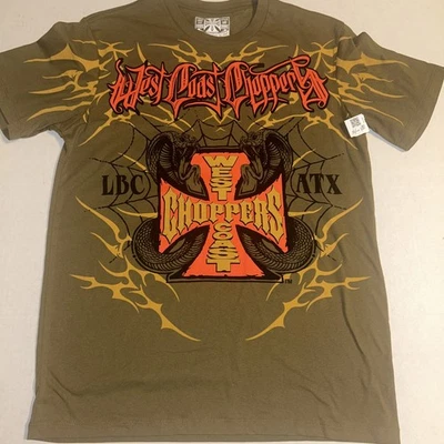 Mens Size L Khaki Green Tshirt Mad Engine Global (West Coast Choppers) C6 - Image 1 of 4