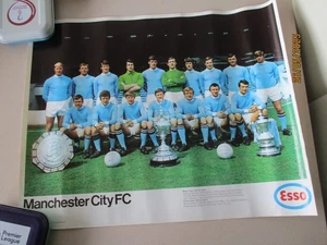 1969 ESSO single sided Poster 12" x 15" Manchester City FC FC ROLLED UP - Picture 1 of 1
