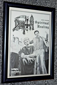 DEATH metal band A4 FRAMED original 1990 spiritual healing ALBUM promo poster - Imagen 1 de 1