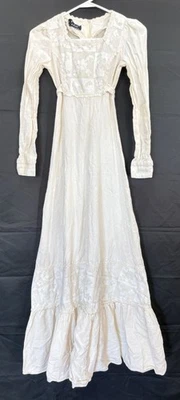 Vintage Gunne Sax by Jessica Prairie Dress Ivory CottageCore Sz 5 Black Label - Image 1 of 4