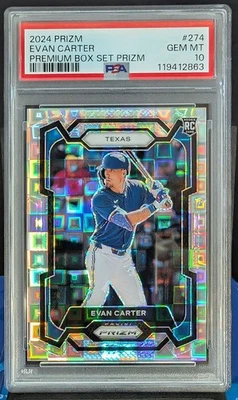 Evan Carter 175/199 PSA 10 2024 Panini Premium Box Prizm RC Pandora #274 Texas - Image 1 of 2