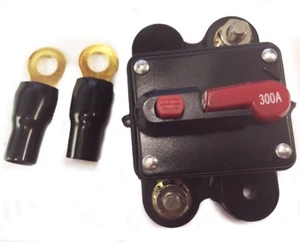 Leitungsschutzschalter 300A & (2) 4GA SCHWARZ Ringklemmen Handverstärker Reset CB300A - Bild 1 von 1