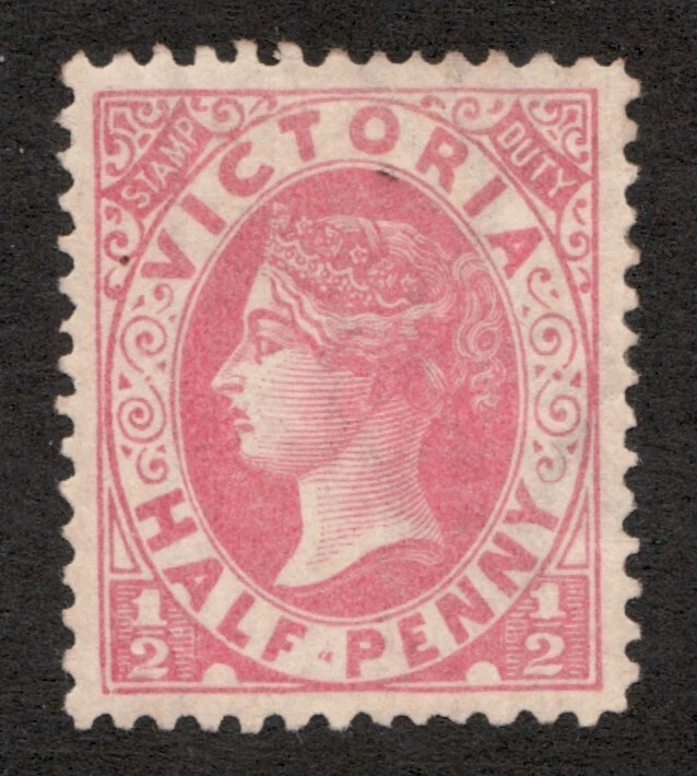 Victoria, Australia 1884-86 Sc# 146a, medio centavo, QV, salmón. MH Cv$42,50 Foto 1 de 1