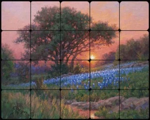 Mural de piedra caída arte paisaje William Hagerman salpicadero azulejo puesta de sol WHA002 - Imagen 1 de 1