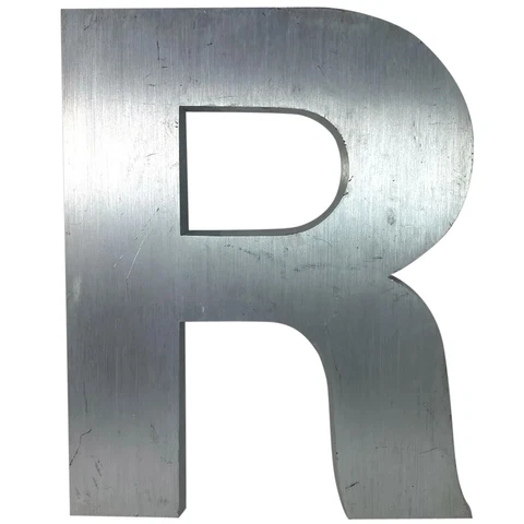 Vintage American Spanjer Brothers Brushed Aluminum Letter R Building Sign c.1950 Cover