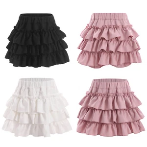 Kids Girls Dress Elastic Waistband Miniskirt Ruffled Skirt Birthday Uniform - Picture 1 of 32