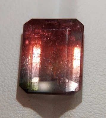 Unique bi color Tourmaline gemstone - faceted natural multi color gem 10.25 CTS - Image 1 of 4