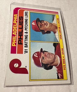 1982 Topps #636 Phillies Leaders Checklist Pete Rose Steve Carlton