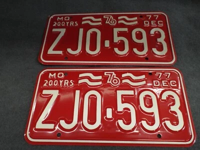 Nuevo de Lote Antiguo 1977 Missouri matrículas ZJO-593 Ford Chevrolet Dodge AMC Pontiac Buick Foto 1 de 4