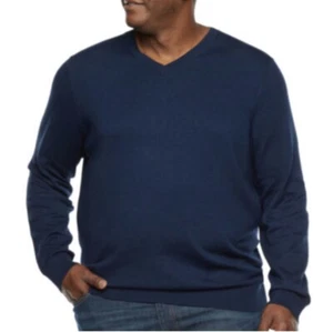 The Foundry Big & Tall blau Langarm V-Ausschnitt Pullover Sweater Neu mit Etikett Größe 4XL - Bild 1 von 4