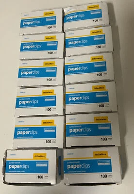 🧷 OfficeMax Jumbo Smooth Paperclips,  👉12 Boxes, (100count Each) 👈 🆕 - Image 1 of 2