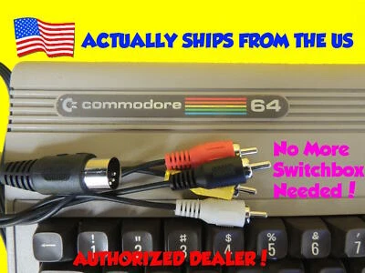 Composite Video Audio AV TV DIN RCA Cable for Commodore 64 C64 C-64  + More - Image 1 of 4
