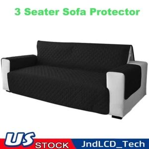 3 Seater Pet Sofa Cover Couch Covers Lounge Slipcovers Quilted Protector Black - Picture 1 of 13