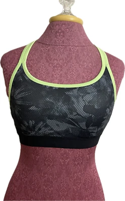 Jockey Women's Bra Wireless Black Grid Frosty Lime Seamless Size L Retail $30 - Image 1 of 3