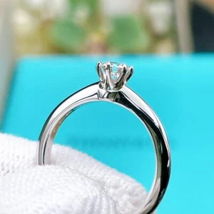 Tiffany & Co. Solitaire Diamond Ring PT950 0.22CT Authentic - Picture 1 of 9