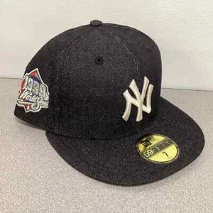 New York Yankees New Era 59FIFTY Black Denim Hat Cap BRAND New NY MLB HAT - Picture 1 of 7