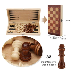 Schach Edles Schachspiel aus Holz Schachbrett 29x29 cm Klappbares Schachbrett DE - Bild 1 von 11