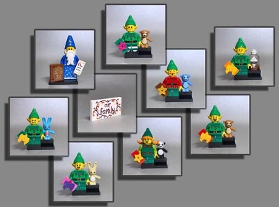 LEGO® Figuren Weihnachten Wichtel Elf Zauberer Teddy Hase Lebkuchenhaus