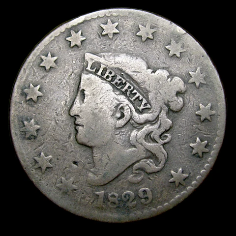 1829 Coronet Head Large Cent Penny ---- Nice Details Type Coin ---- #GY044 Cover
