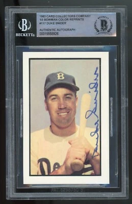 Duke Snider 1953 Bowman Reprint #117 BAS BGS Beckett Certified Autograph Auto - Image 1 of 2