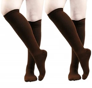 2 Paia Calze Lg/XL Marroni a Compressione Graduata Supporto Calze Uomo Donna - Foto 1 di 4