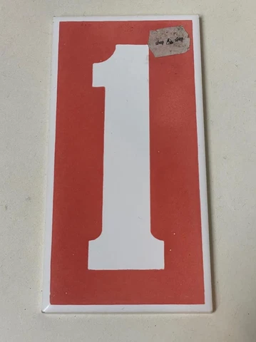 Design Council London 1960s 70s Pottery Number Tile - No. 1 - Coral & White Cover