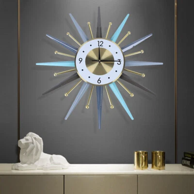 23 Inch Retro Metal Art Sunburst Clock Vintage Mid Century Modern Wall Clock NEW - Image 1 of 4