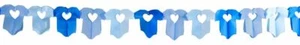BABY BOY BLUE PAPER GARLAND ROMPER SUITS WITH HEARTS BABY SHOWER 6M - Picture 1 of 1