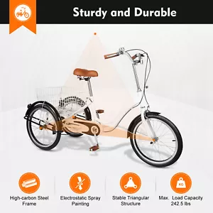 20" Trike Dreirad für Erwachsene Seniorenrad 3-Räder Fahrrad mit Einkaufskorb - Bild 1 von 15