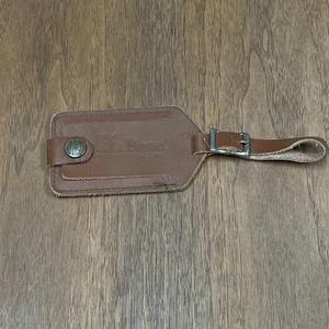 Vintage L.L. Etichetta bagaglio in pelle di fagiolo - marrone scuro - ottime condizioni - Foto 1 di 6