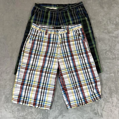 G-Unit Denim Co Pantalones Cortos Para Hombres 36x15 Cuadros Madras Lote de 2 Bermudas Largas Multicolor Foto 1 de 4