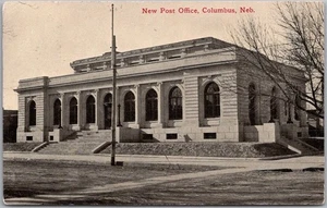 Vintage COLUMBUS, Nebraska Postkarte "New Post Office" Straßenansicht / 1912 gestempelt - Bild 1 von 2