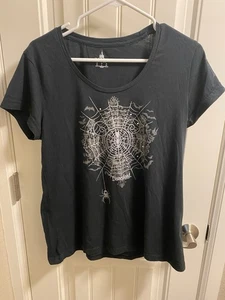 Disney Parks L Top Halloween Mickey Mouse Disneyland Shirt Black Spider Web Lg - Picture 1 of 10