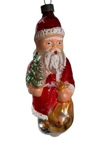 Antiker 5" figürlicher Weihnachtsmann deutscher Merkur Glas Christbaumschmuck * lesen - Bild 1 von 10